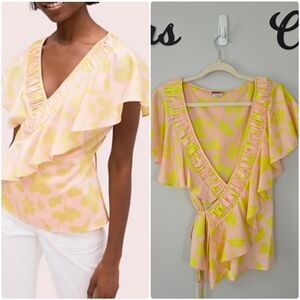 Kate Spade Ruffle Splash Pattern Wrap Blouse Size‎ 0